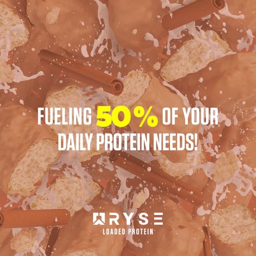 Image of Ryse Loaded Protein Powder - Apple Cinnamon Donuts Sticks - 25g Whey Protein Isolate & Concentrate with Prebiotic Fiber & MCTs - Low Carb, Low Sugar, Digestive-Friendly - 27 Servings / 2 lb Tub