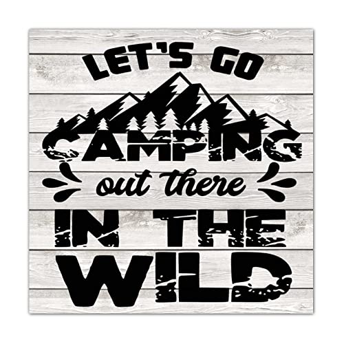 Panneau en bois Let's Go Camping cadeau étagère