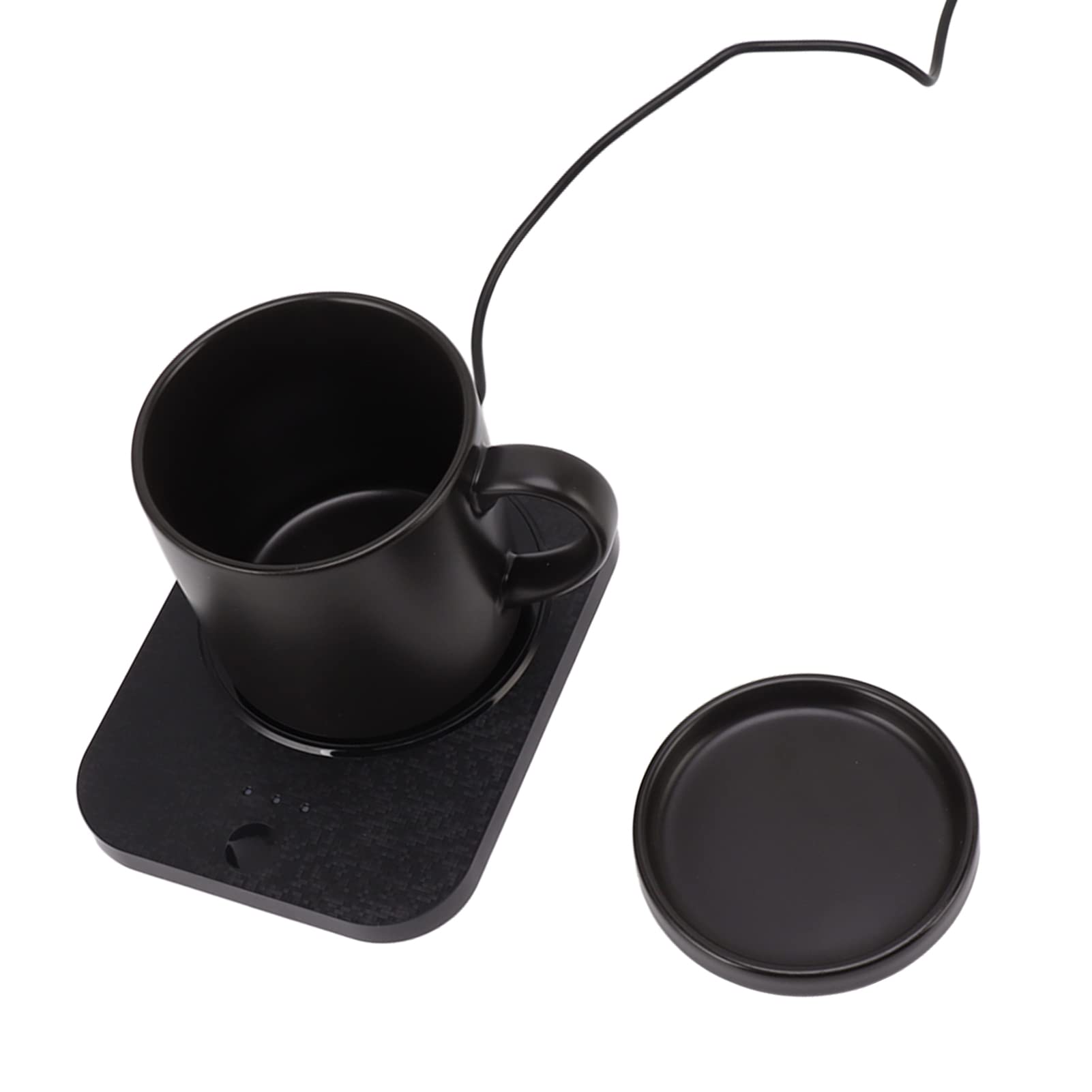 Calentador de tazas de 55° alimentado por USB con 3 ajustes de temperatura para uso en el hogar y la oficina (negro)