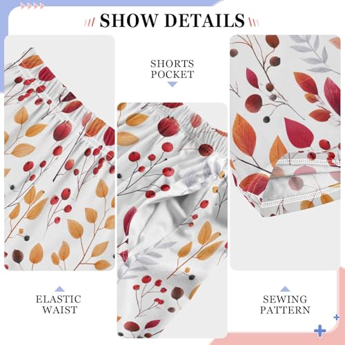 Pfrewn Pajama Pants Autumn Falling Maple Leaves (2) Lounge Pants Soft Pajama Bottoms with Pockets, S4
