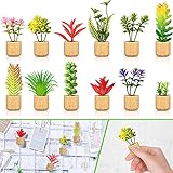 12 Pieces Mini Artificial Succulent Plants Refrigerator Magnets for Shelf Kitchen Counter Office...