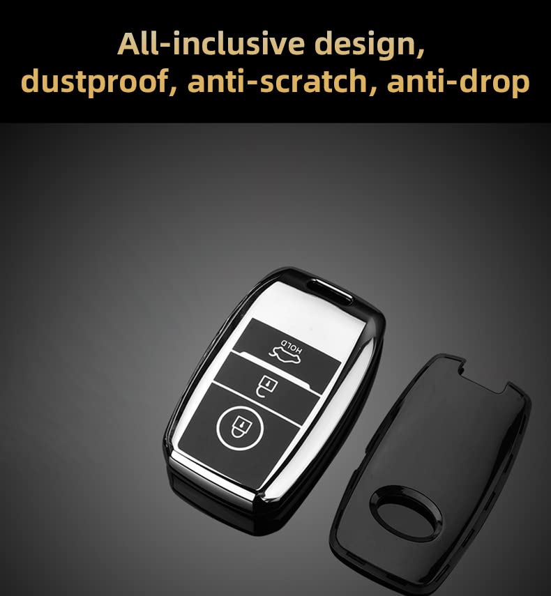 Custodia Chiave Auto In TPU Con Portachiavi – Per Kia Rio, Sportage, Ceed, Cerato, Picanto E Altri Modelli A 3 Tasti – Bianco - 3