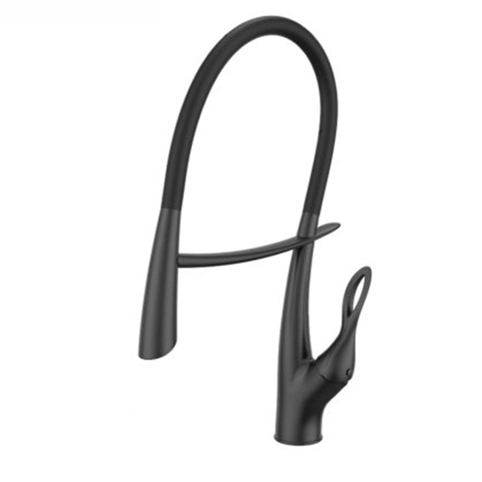 un grifo de agua enlatado en la pared, Grifo de cocina extraíble con rociador, monomando, giratorio 360 grados, latón(Black)