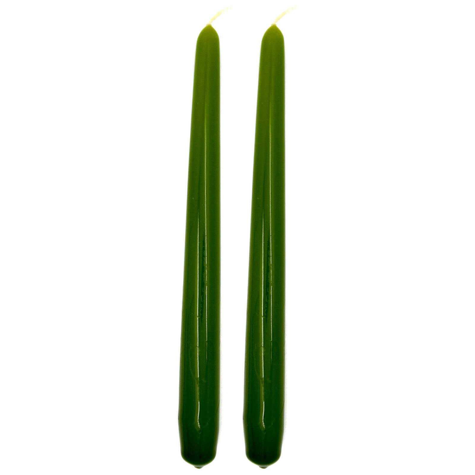 Soladirect Olive Varnished Tapered Dinner Candles, Pack Of 2, Unscented, Long Burning Time, 24 Cm / 9.45" (Olive, Varnished)