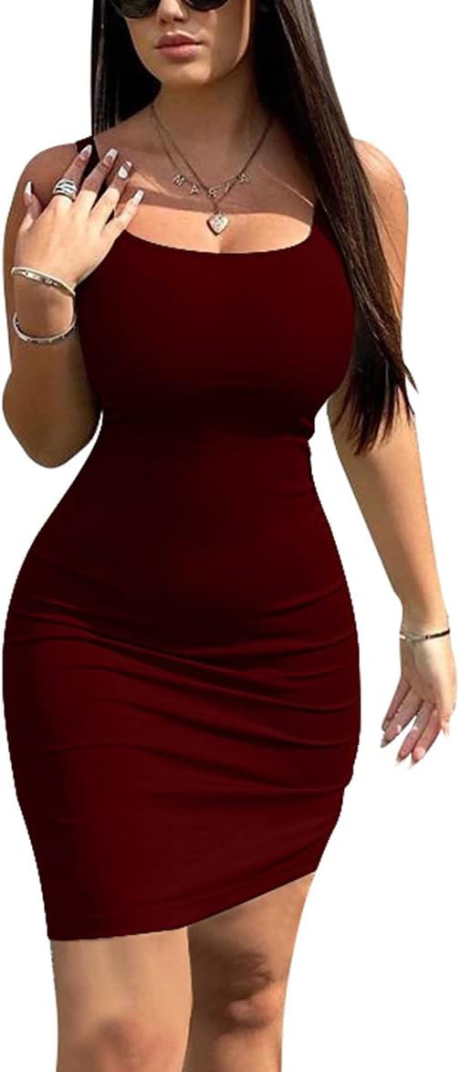 YFANG Women's Casual Tank Top Bodycon Dress Basic Sleeveless Club Mini Dress - Image 2