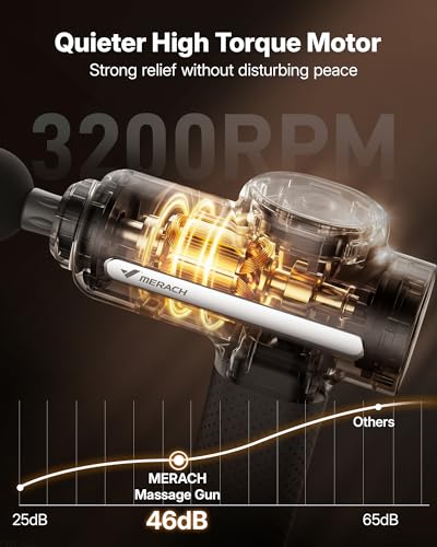 MERACH Massage Gun Deep Tissues Quiet Brushless Motor 6 Heads and 5 Speeds - image 4