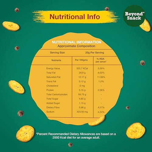 Image of Beyond Snack Kerala Banana Chips, Dakshin Pepper Flavour, Made in Coconut Oil, Traditional South Indian Style - 320g (80g * 4packs)