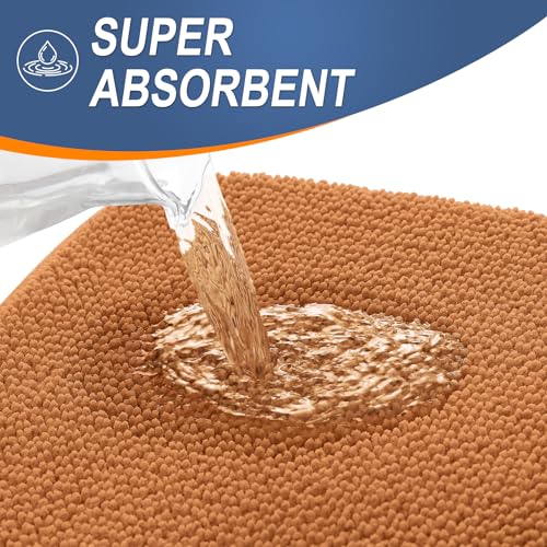Image of OLANLY Thick Memory Foam Bath Mat Rug 30x20, Extra Soft Absorbent Bathroom Rug, Quick Dry Bath Mats, Non-Slip, Machine Washable Carpet for Bathroom, Tub and Shower, Home Decor Accessories, Clay