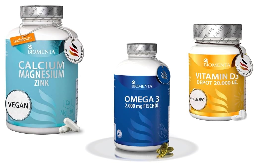 Calcium Magnesium Zink + Omega 3 + Vitamin D3 20.000 IE Bundle