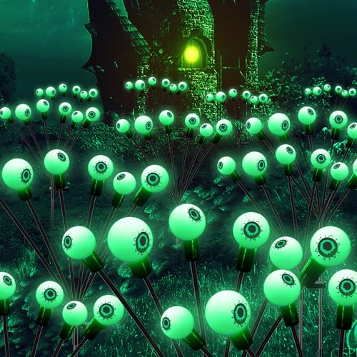 Halloween Decorations Outdoor, 2 Pack 12LED Solar Eyeball Pathway...
