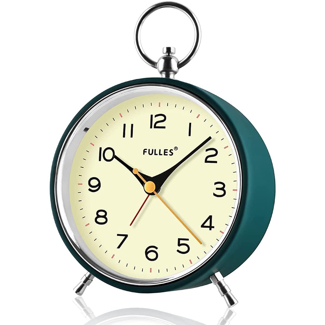 CTRLZS Analog Alarm Clock Non Ticking with Night Light Retro Silent Alarm Clock Battery Operated Mini Clock for Kids Bedroom A