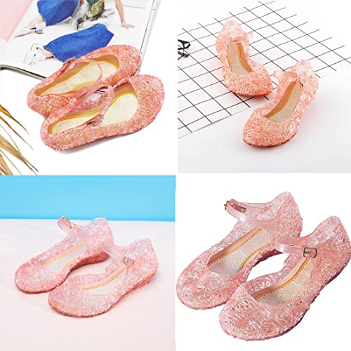 Yiblbox Princess Girls Queen Dress Up Cosplay Jelly Shoes For Kids Toddler Dance Party Sandals Mary Janes (10, Pink, Numeric_10) #TOP4