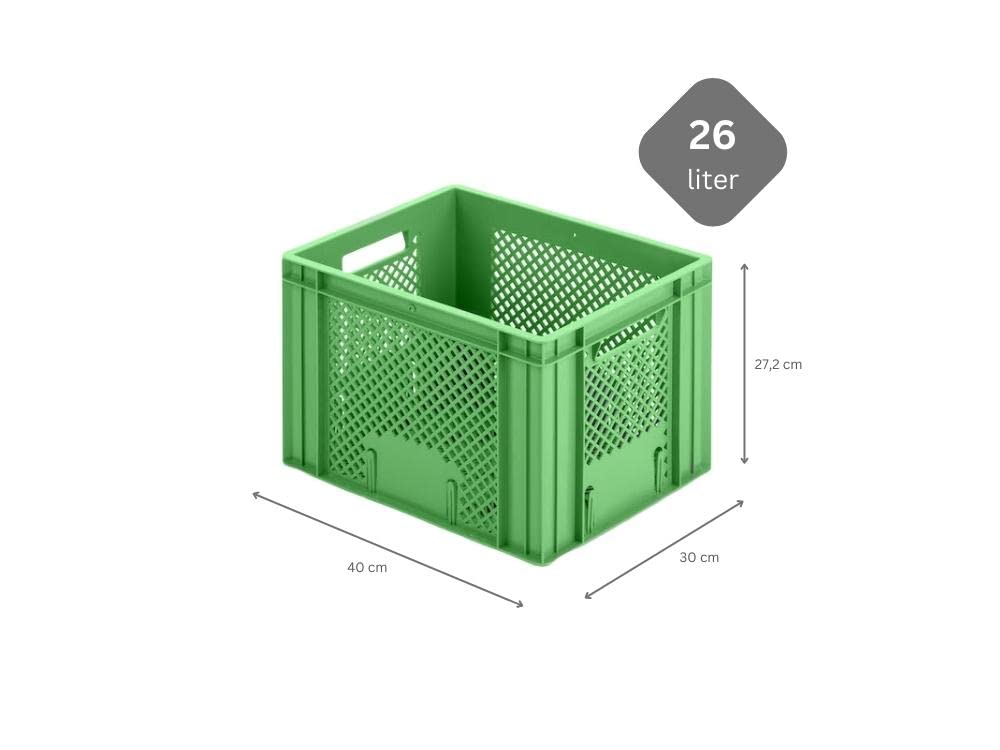 PROREGAL Bac Euro à fruits et légumes | HxLxP 27x30x40cm | 26 litres | Vert | Eurobox, boîte de fruits et légumes, utilisation alimentaire