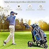 GYMAX Golf Trolley, Folding 3 Wheel Golf Push Cart with Foot Brake, Umbrella & Cup Holder, Adjustable TPR Handle and Mesh Bag, Lightweight Golf Bag Holder - Image 7