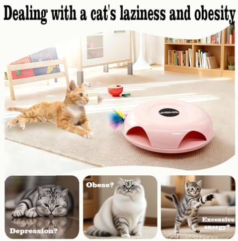 Interactive Whack-a-Mole Cat Toy — Automatic Mushroom Feather Pop-Up Play Toy for Cats, Cognitive Stimulation & Exercise, Durable Pet Entertaining Game (Pink) - 2