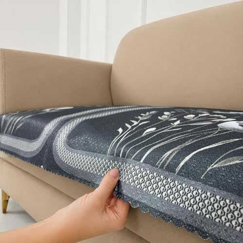 Image of Homerz Premium Waterproof Jasmine Joe Sofa Seat Cover - Floral Printed Sofa Protector | Non-Slip, Washable & Durable Sofa Protector (Grey, 2 Seater)