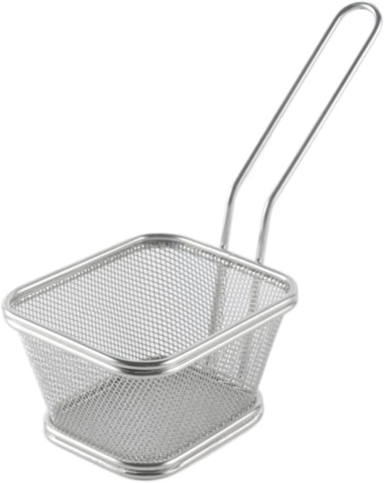French Fry Chips Baskets Frying Basket Stainless Steel Frying Net French Fries Frying Basket Strainer Filter Spoon Snack Frying Frame Restaurant Household Frying Basket Kitchen Cooking Tools (Color :