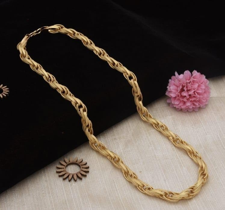One gram Stylish Golden Neck woman Chain “24” Inches Gold-plated Chain_G119-picture-34