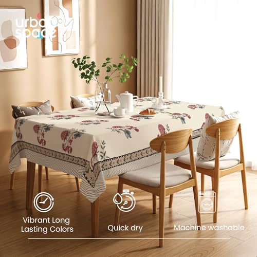 Image of Urban Space Sicilia Table Linen Collection - Premium Water & Stain Resistant Dining Table Cover for 4 Seater, Anti Skid Table Cloth for Center Table (Sunday Garden, 4 Seater 52 inch x 72 inch)