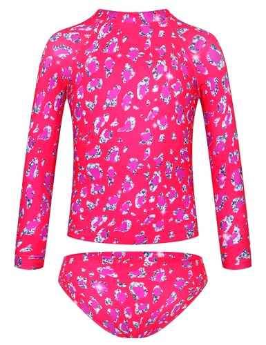 Image of TENVDA Girls Swimsuit Long Sleeve Rash Guard Sets UPF 50+ Two Piece Bathing Suits Size 3-12 Years