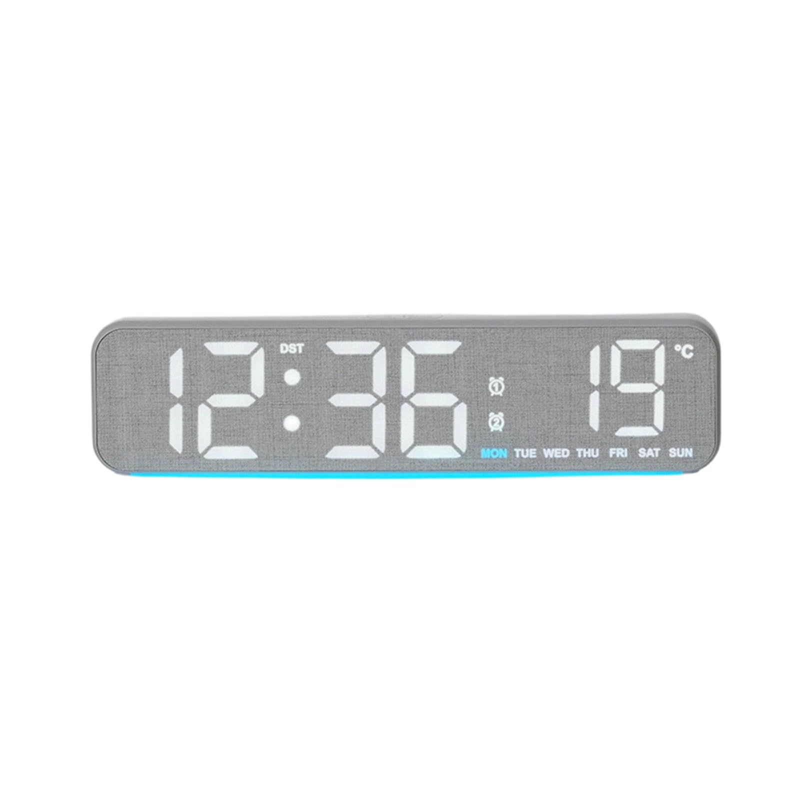 KAHDGSS Fabric/Wood Grains Multifunctional Digital Alarm Clock with Quiet Mechanism Temperature Display Ambients Lighting Quiet Alarm Clock