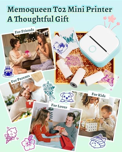 Image of Phomemo T02 Mini Sticker Printer, Thermal Print Pods, Green | 50mm HD Print, Smart APP, Gift, DIY Journal, Memos, Study Notes