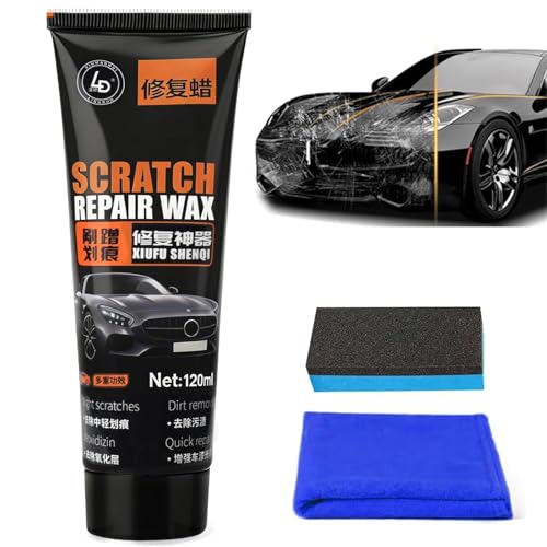 Car Scratch Remover Scratch Remover Kit for Cars 120 ml Car Scratch Removal Wax Repair Paste with Wipe and Sponge Remove Minor Scratches and Restore Surface Shine