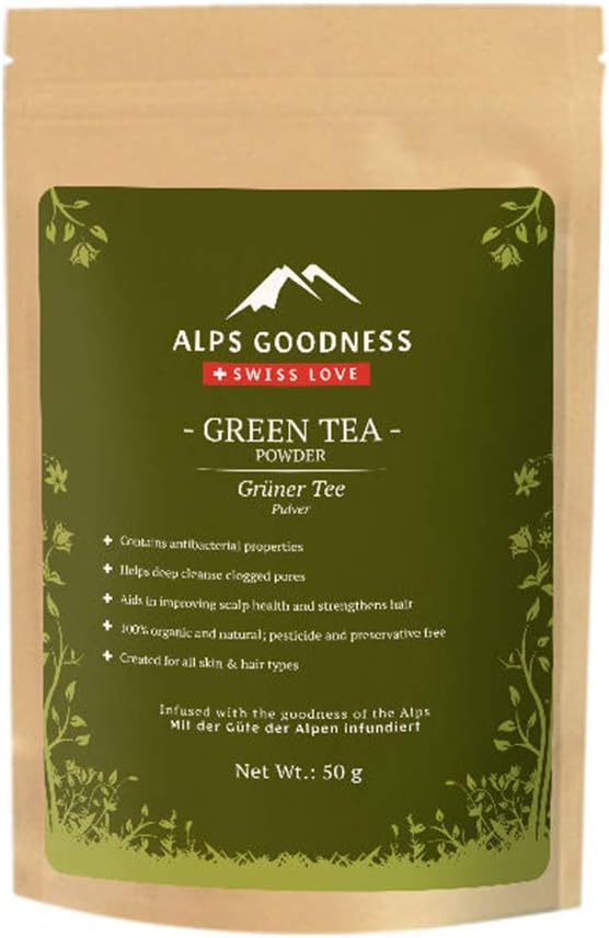 Alps Goodness Green Tea Powder for Skin & Hair (50 g) - Deep Cleanses Pores & Strengthens Hair - 100% Pure & Natural