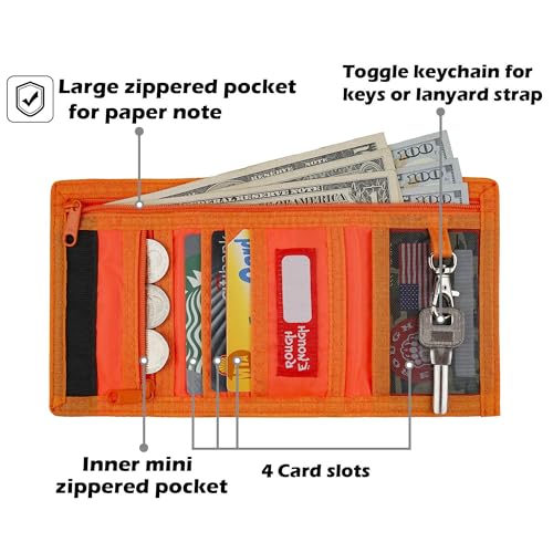 Rough Enough Trifold Wallet for Boys and Girls with Neck Lanyard Keychain Clip Hook Bundle Set3