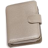 [BLUE SINCERE] 一流の革職人が紡ぎだす 二つ折り財布 本革 レディース RFID スキミング防止 大容量 カード15枚収納 ミドルサイズ ミニ財布 コンパクト 小銭入れあり / HW3 (グレージュ)