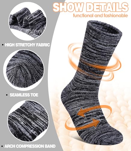 LANLEO Merino Wool Hiking Socks for Women Men Thermal Extra Thick Winter Warm Comfy Cushioning Crew Boot Socks 4 Pairs4