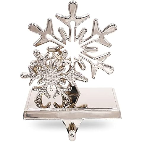 Christmas Stocking Holder for Mantle Hooks Hangers for Xmas Stockings Metal Weighted Snowflake Cover