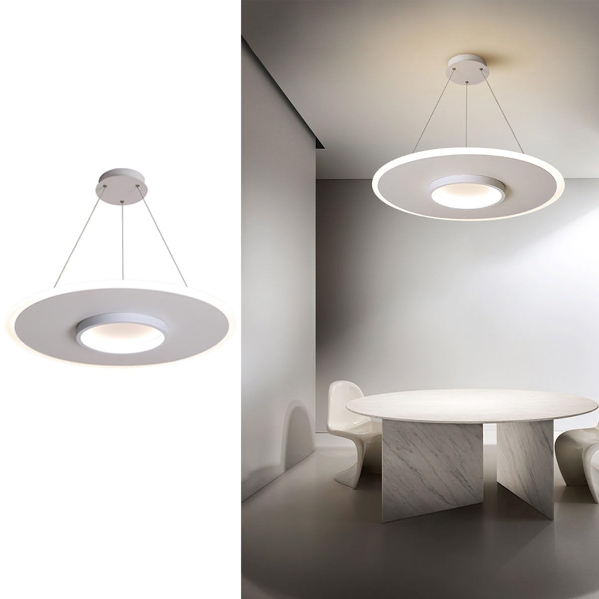 Suspension LED 39W lustre 2 anneaux dimmable hauteur réglable