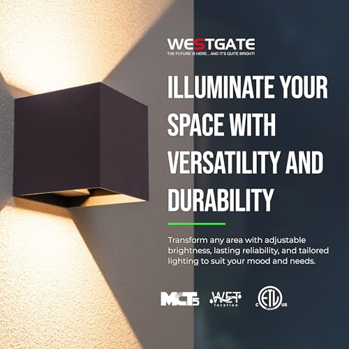 Image of Modern Wall Light Cube - 15W Wall Cube with 70,000 Hour Lifespan - 2700K /3000K /3500K /4000K /5000K Color Changing Options in Aluminum Housing - Adjustable Beam Angle for Outdoor or Indoor Use (Bronze)