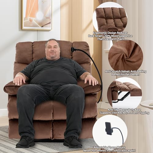 Sillón reclinable grande peluche marrón miniatura 5