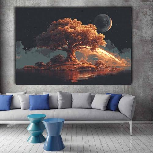 Tableaux arbre de vie décoration murale marron moderne - 2