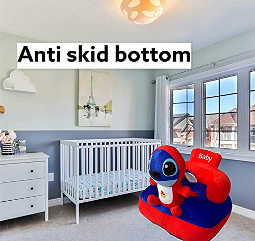 Image of Baby Soft Plush Cushion Baby Sofa Seat Or Rocking Chair for Kids Red and Blue|Baby's Alien Shape Cotton Seat Safety Sofa (Use for Baby 0 to 2 Years)