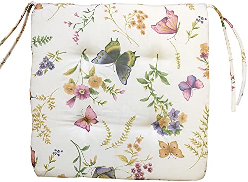matches21 Stuhlkissen Sitzkissen Textil Druck bunt mit Schmetterlingen & Blumen Motiv 42x42 cm Polyester