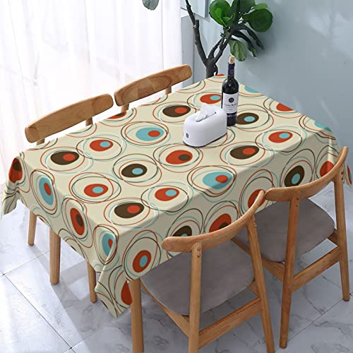 YETTA YANG Orange Mid Century Modern Art Waterproof Picnic Party Rectangle Table Cloth Cover Decorations Fabric 54 X 72 Inches Rectangle Tablecloth Home Dining Room Kitchen Decor