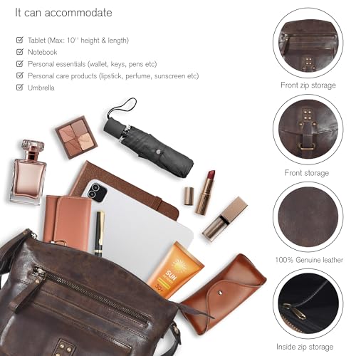 Image of Oak Leathers Leather Crossbody Bag For Women With Adjustable Sling Strap - Medium Size Crossover Shoulder Handbag Purse