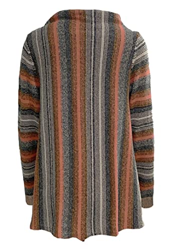 Image of Women's Open Front Knited Tassels Slash Loose Cardigan Crew Neck Speckled Fringe Sweater Outwear