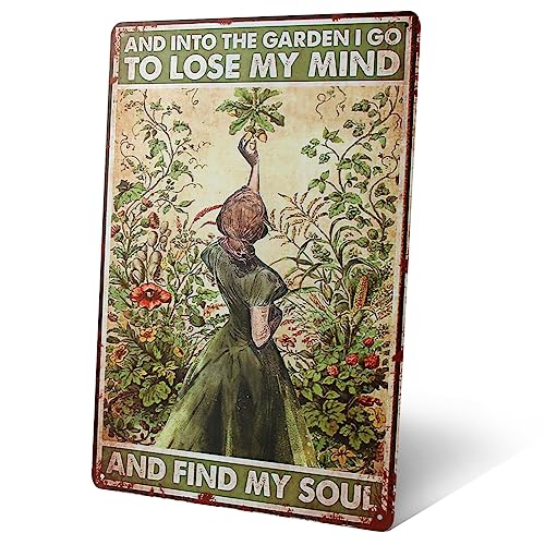Vintage Metal Tin Sign Gardening Retro Fun Metal Tin Sign I Go to Lose My Mind and Find My Soul Home Wall Decor Wall Decor For Bars Hippie Girl Poster Vintage Sign for Home Coffee 20cmx30cm