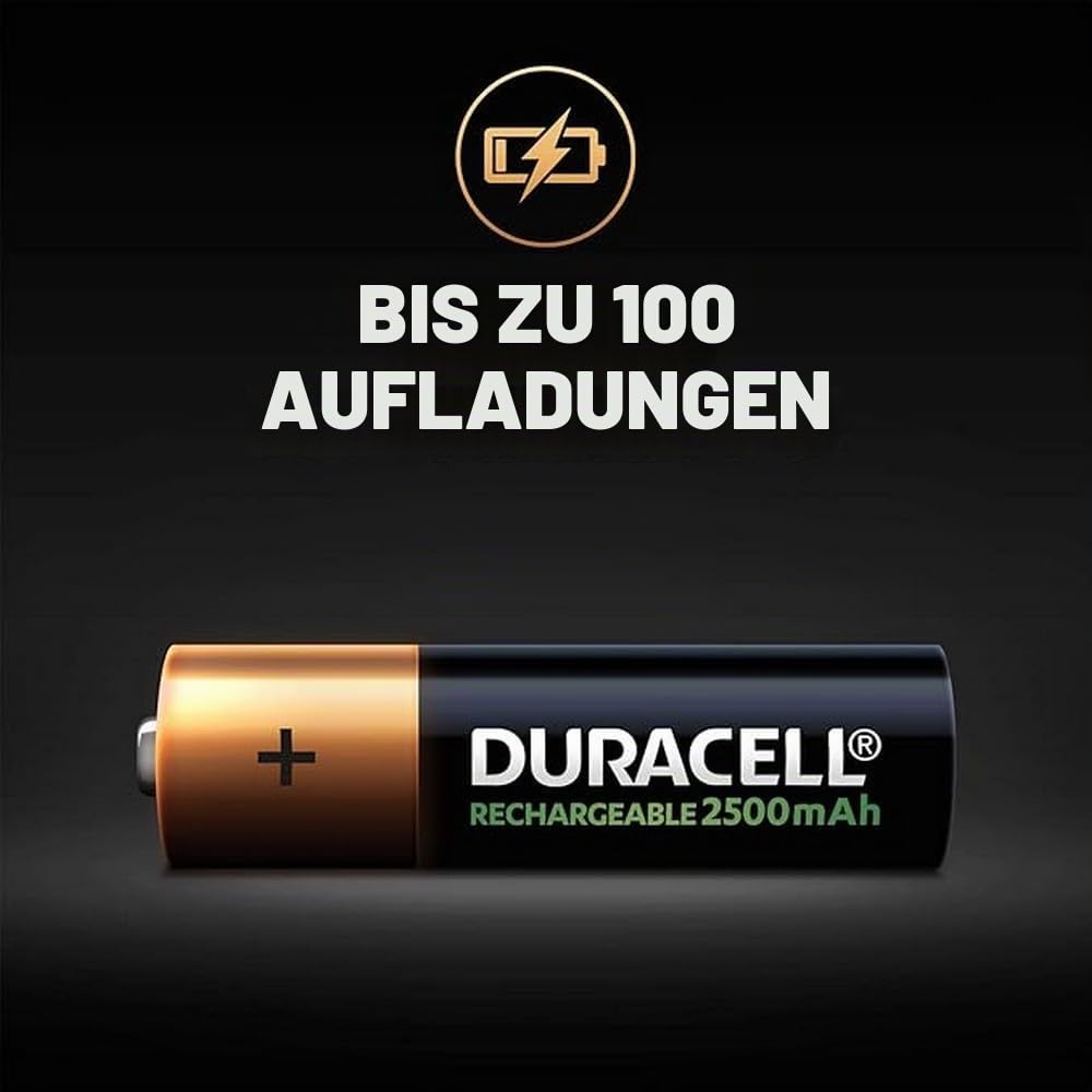 Duracell Akku AA, wiederaufladbare Batterien AA, 8 Stück, Unsere Nr. 1 - längste Haltbarkeit pro Aufladung, vorgeladen [Amazon Exclusive] (Packung mit 2)