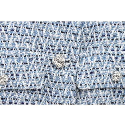 Women's Tweed Vest Crewneck Button Down Sleeveless Belted Tweed Vest Jacket with Pockets2