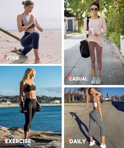 Image of GAYHAY High Waisted Capri Leggings for Women - Soft Slim Yoga Pants for Running Cycling Workout