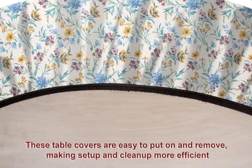 Image of The Furnishing Tree Elastic Cotton Oval Center Table Cover 16x36 in Inches Floral Golden Leaf on offwhite Base