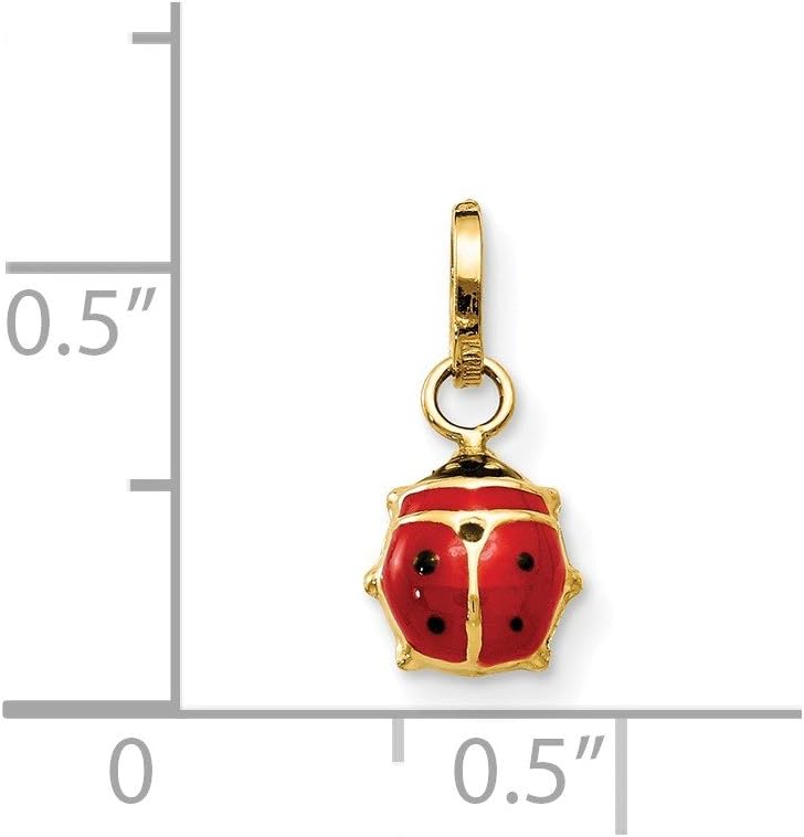 Solid 14K Yellow Gold Enameled Ladybug Charm