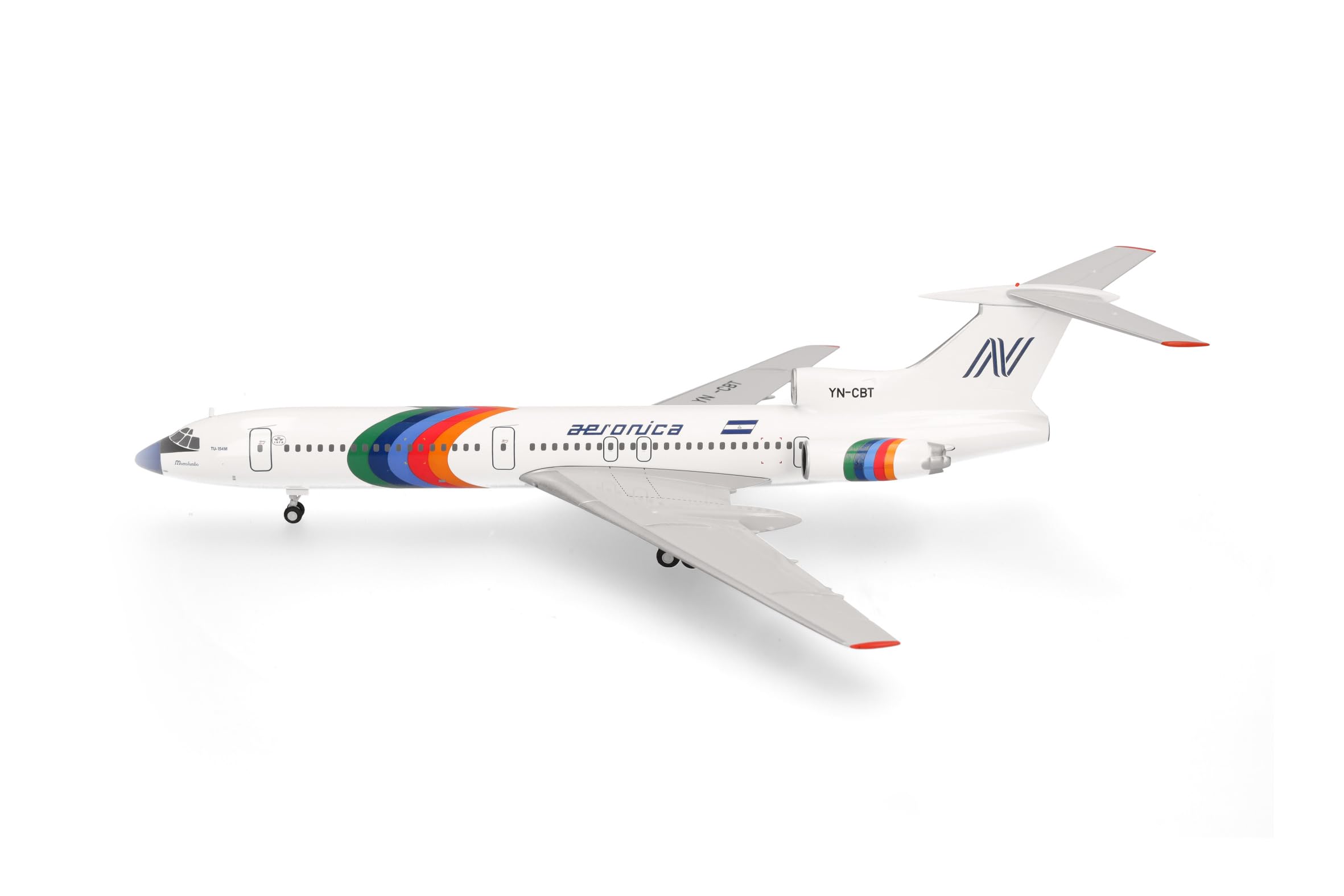 herpa Modellino aereo Aeronica Tupolev TU-154, miniatura in scala 1:200, pezzo da collezione, modello senza supporto, metallo