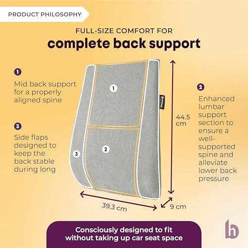Image of betterhood PosturePro Premium Car Seat Cushions Combo | Lumbar Support, Neck Rest, Seat Cushion for Driving Seat | Memory Foam, Cotton Cover | Ergonomic Car Cushions Pillows (Grey)