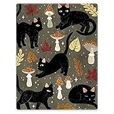 Zomer Flauschige Kuscheldecke 100x150 cm Flanell Fleecedecke als Tagesdecke Couchdecke mit Black Cat and Mushroom Motiv
